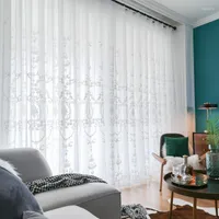 Curtain White Embroidered Tulle Curtains For Living Room Kitchen Sheer Bedroom Voile Window Door Drapes