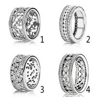 Authentic 925 Sterling Silver Ring Forget Me Not Ring Forever Shimmering Clear CZ Rose For Women Wedding fit Lady Jewelry199G