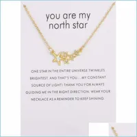 Pendant Necklaces Shinning Star Necklace For Lovers Gold Sier Color Pentacle Pentagram Pendant Choker Bohemia Engagement Jewel Sport1 Dhf4Y