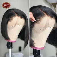 Straight Short Bob HD Lace Wigs Human Hair Closure For Women Malaysian Remy Natural Color