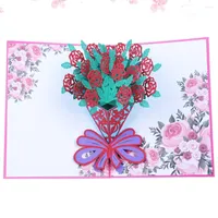 Greeting Cards Rose 3D Colorful Flower Decorative Blessing For Festival Birthday