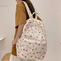 New Girl Cherry Floral Travel Book Backpack Women Trendy Print School Bag Female Laptop College Backpack Fashion Lady Kawaii Bag