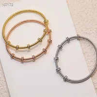 Luxury Brand Designer Copper With 18k Gold Plated Bangle Screw Lock Charm Fashion Accessories For Women Jewelry260f