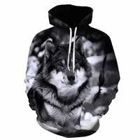 men's Hoodies & Sweatshirts Individuality Animal Wolf Printed 3D Hoodie Women's Autumn And Winter Casual Brand XXS-5XL 57Ut#