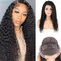 Fancy 13X4 Deep Wave Lace Front Wigs With Baby Hair Pre Plucked Human Free Part For Women Natural Black