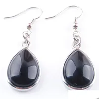Dangle Chandelier Fashion Natural Black Agate Stone Hook Dangle Water Drop Earrings Solid Jewelry For Women R3172 Delivery Vipjewel Dhphk