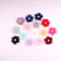 Flores decorativas de 10 piezas de hilo de gasa Flor de nupcia cabeza de bridal broche de corsage zapatos de ropa accesorios de tocado hecho a mano joyería