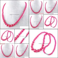 Beaded Necklaces Plum Jade Gem Stone 6-14Mm Graduated Round Beads Women Necklace 17.5 Inches Strand Jewelry F3001 Drop Del Ffshop2001 Dh6Uw