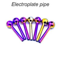 Wholesale Thick heady 4inch electroplate Pyrex Glass Oil Burner Pipe Colorful Great Tube Nail tips smoking pipes