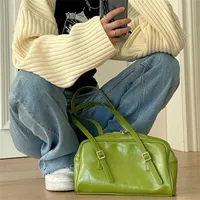 Okul çantaları moda kadınlar yeşil büyük omuz pu deri kadın çanta çanta büyük kapasite bayanlar günlük küçük rahat tote bolso mujer 220930