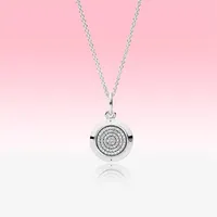 CZ diamond Disc Pendant Necklace Women Mens Fashion Jewelry for Pandora 925 Sterling Silver Chain Necklaces with Original gift Box220U
