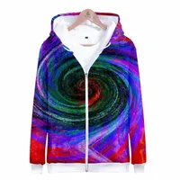 Heren Hoodies Sweatshirts 3D Funy Tie Dye Men/Women kleurrijke rits sweatshirt heren herfst/winterpullover zip omhoog outparden cap tops e6kg#
