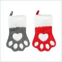 Juldekorationer hund Paw presentp￥se Handikraft Juldekorationer Pet Socks med r￶d gr￥ f￤rg olika f￤rger 12qs J1 Drop Del Dhtbw