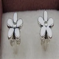 High-quality 100% 925 Sterling Silver White Enamel Daisy Stud Earrings Fits European Pandora Style Jewelry Earrings229b