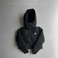 22SS 뜨거운 판매 트랩 스타 런던 다운 재킷 여성 화려한 분리 가능한 후드 레피어 - 검은 색 1 1 최고 품질의 겨울 코트