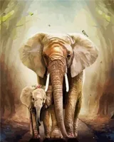 Peintures Elephant Series Diy Oil Painting Digital By Numbers Kits R￩sum￩ Paint acrylique pour adultes D￩coration de la maison