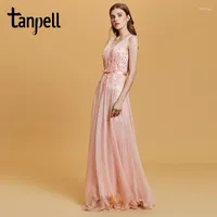 Party Dresses Tanpell Sequins Prom Dress Pink Sleeveless Floor Length A Line Women Appliques Backless Formal Evening Long Gown