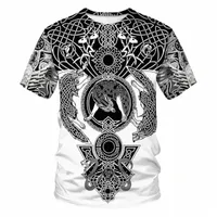 men's T-Shirts 2021 Fashion Men Hoodies 3D Printed Viking Tattoo T Shirt Tees Shorts Sleeve Apparel Unisex Norse Cosplay Funny Streetwear P8b3#