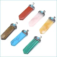 Charms Charms Natural Stone Pendants Exquisite Sword Shape Crystal Agates Turquoises For Jewelry Making Necklace Bracelet Packshopv6 Otam0