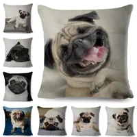 Pillow Pet Pug Dog Cover Decor Cute Animal Case For Sofa Home Car Linen Both Sided Print Throw Pillowcase 45x45cm
