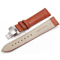 ALK Leather Watch Band Bracelet Strap butterfly deployant Clasp buckle Watchband accessories 14 16mm 18mm 19mm 20mm 21mm 22mm 24264A