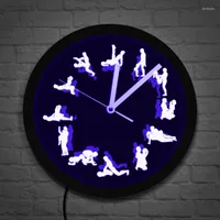 Wall Clocks Night Club LED Neon Clock Sex Positions Decor Luminous Lighting Mature Watch Bachelorette Adult GfitWall ClocksWall