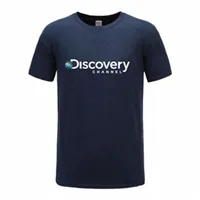 men's T-Shirts Cotton Black T-shirt Trendy Cool Top Discovery Channel Logo Summer Tops Drop a303#