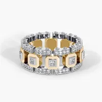 Fashion personality color separation Band Rings with diamonds hollow design mens jewelry party gift290U