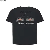 Designer t Shirts Rhude Co Branded Formula Racing Printed Short Sleeve High Street Fashion Loose Hip Hop T-shirt Men's and Women's