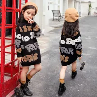 Pullover Girls Turtleneck Sweaters Thicken Warm New Big Girls Winter Wear Long Pullovers Letter Printing Autumn Sweater Baby Girl Clothes L221007