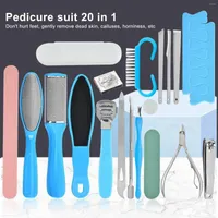Nail Art Kits Manicure Set For Professional And Personal Use 20 Pieces Stainless Steel Plastic Care Kit Yellow  Blue