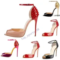 Red-Bottoms Christians 2020 New Women fashion Rivets High Heels Dress Peep Toes Shoes Super High Heel Sandals Spiked Studded Red Pumps H aJR