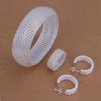 High grade 925 sterling silver Honeycomb Sets jewelry sets DFMSS301 brand new Factory direct 925 silver bracelet earring ring280N
