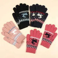 Children's Fingerless Gloves Kids Gloves For Girls Boys 2022 Autumn Winter Knitted Keep Warm Full Finger Mittens Children Outdoor Cartoon Elk Cute Gloves T221006