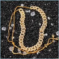 Chaînes Men Gold Iced Out Collier Hip Hop Bling Chains Jewelry Miami Cuban Link chaîne extensible jusqu'à 60 cm 1655 T2 Drop Livraison 202 Dhx9c