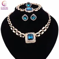 Wedding Party Accessories Crystal Gem Jewelry Sets For Women African Beads Necklace Bracelet Earrings Ring Set Christmas Gift175r