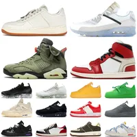 One Low OW Running Shoes Retro Men Women AF1 Offs White Travis Scotts Basketball Jorda Jumpman 1 1s 4 Sail 4s 5 Tn Plus Fly knit 2.0 Cactus Jack Sports Sneakers Trainers