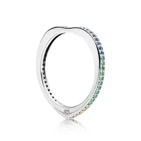 Authentic 925 Sterling Silver Sparkling Arcs Love Rings Set Original Gift Box for Pandora Rainbow CZ Diamond Luxury designer Ring236Q