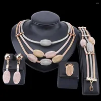 Necklace Earrings Set 1 Fashion Classic Beads Bracelet Ring Bohemia Nigerian Wedding Woman Accessories Women
