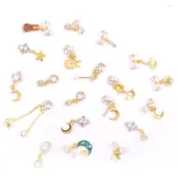 Nail Art Decorations 10Pcs Set 27 Style 3D Moon Star Gems Chain Rhinestones Jewelry Crystal Metal Pearl Charm Pendant HJ#50