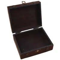 Wooden Vintage Lock Treasure Chest Jewelry Storage Box Case Organiser Ring Gift308d
