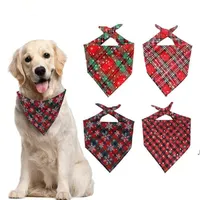 Dog Apparel Dogs Bandana Christmas Buffalo Plaid Snowflake Pet Scarf Triangle Bibs Kerchief Costume Accessories for Small Dogs Cats RRB16086