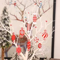Christmas Decorations 3pcs 9pcs 3 Styles Cyte Candy Merry Wooden Xtmas Tree Drop Ornament Door Home El Year Party Decor Pendant