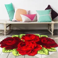 Carpets Red Rose Carpet For Livingroom/Bedroom/Bathroom/Wedding Rug Soft Shaggy Plush Washable Absorbent Microfibers Area Bath Mat