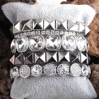 Strand MD Fashio Designer Beaded Bracelet Set Natural Stone Metal Crystal 5pc Bracelets & Bangles For Women Fashion Jewelry
