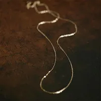 Бисеры ожерелья Goldtutu подлинный 14K с твердым золотом цепь минимальная простая шейная шейка