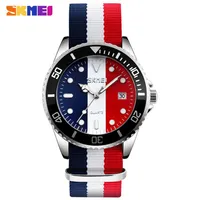 SKMEI Men Quartz Wristwatches Fashion Casual Watches Nylon Band Auto Date Relogio Masculino Clock Stylish Sport Mens Watch 9133270L