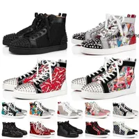 Red-Bottoms Christians 2021 New Womens Mens Red Designer Casual Shoes Luxury Spike Genuine Leather Platform Graffiti Sneakers Traine njf QXz