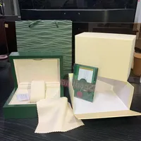 Y Top Quality Dark Green Watch Box Gift Woody Cases For Rolex Watches Booklet Card Taggar och papper på engelska Swiss Watches Boxes1798