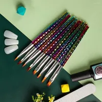 Nail Art Kits UV Gel Acrylic Polish French Painting Rainbow Smile Tips Brush Drawing Flower Gradient Pen 8Pcs